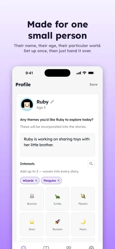 Create a profile personalized for your child.