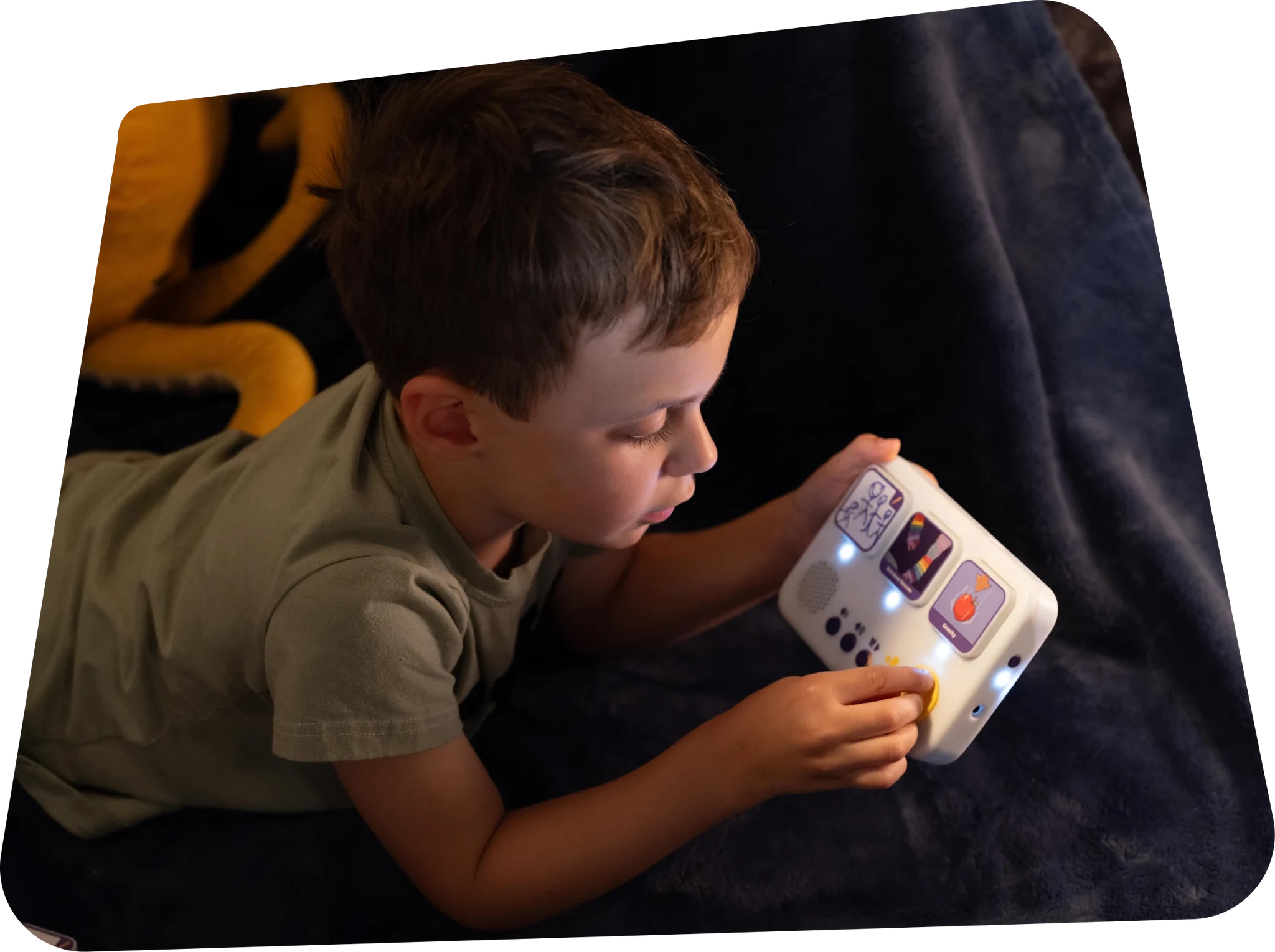 A child listening to their storymaker.