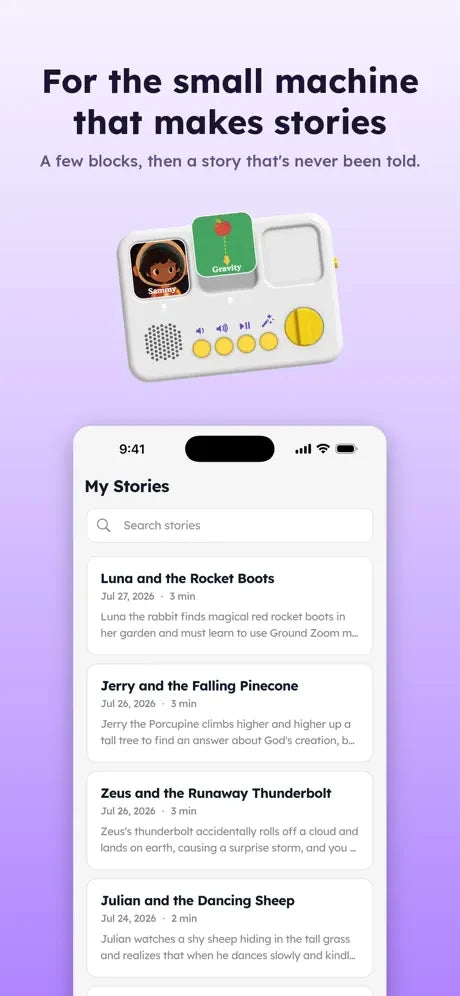 The app library brings your storymaker stories together.